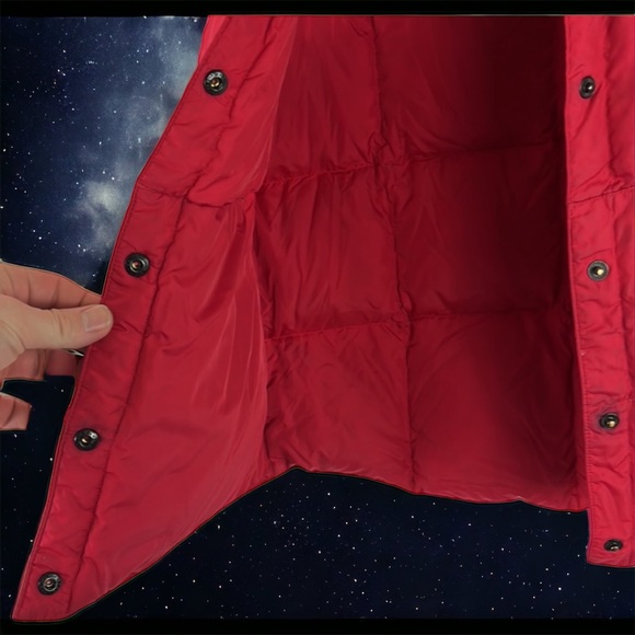 Lands End Red Down Fill Snap-Up Puffer Vest Jacket - Size Medium - Picture 7 of 9